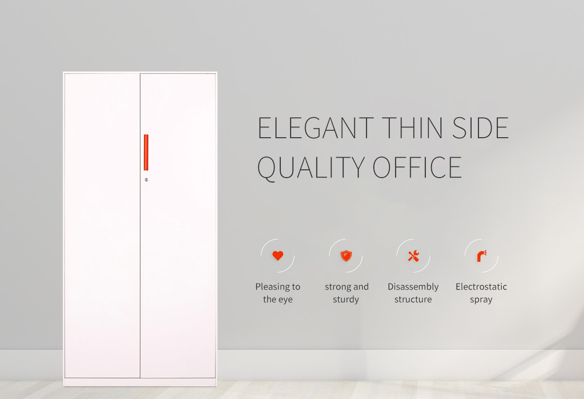 Thin-edge white door filing cabinet 